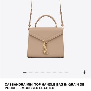 Saint Laurent Cassandra mini top handle in dark beige